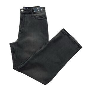 Hollister Ultra High-Rise Dad Jeans Black Straight Leg Thigh Slit Jeans Size 26